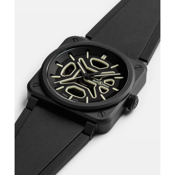 Montre BELL & ROSS BR03 Skeleton Black Lum Ceramic Édition Limitée
