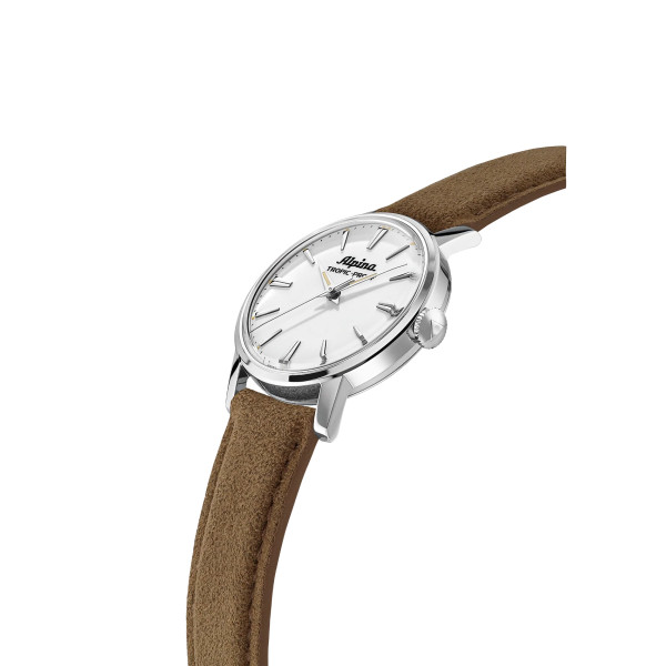 Montre Alpina Heritage Heritage Tropic-proof Handwinding Cadran Blanc Bracelet Cuir