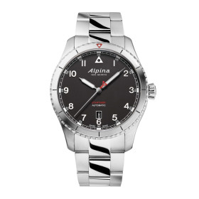 Montre Alpina Startimer Pilot Automatic Cadran Noir Bracelet Acier