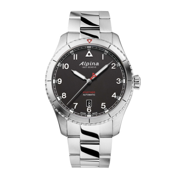 Montre Alpina Startimer Pilot Automatic Cadran Noir Bracelet Acier