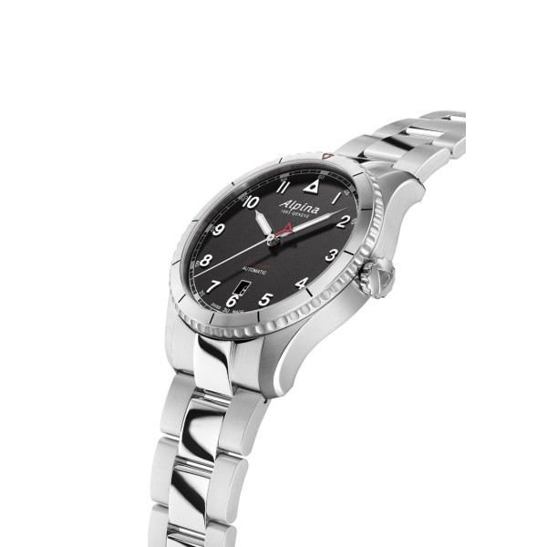 Montre Alpina Startimer Pilot Automatic Cadran Noir Bracelet Acier
