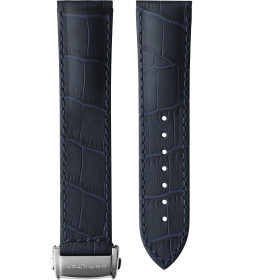 Bracelet Hamilton Jazzmaster 22mm Cuir Bleu Boucle Déployante