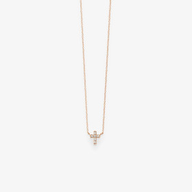 Collier Vanrycke mini croix Teresa Or Rose 18k & Diamants