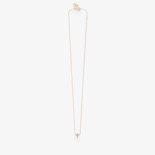 Collier Vanrycke mini croix Teresa Or Rose 18k & Diamants