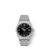 Montre Femme Tudor Royal 28mm Boîtier Acier Cadran Noir serti de diamants