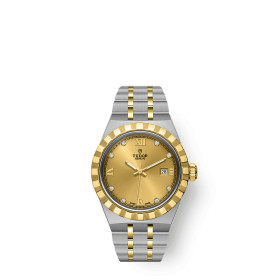 Montre Femme Tudor Royal 28mm Boîtier Acier Cadran Champagne serti de diamants