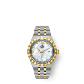 Montre Femme Tudor Royal 28mm Boîtier Acier Cadran Nacré serti de diamants