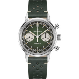 Montre Hamilton American Classic Intra-Matic Chronographe H Cadran Vert Bracelet Cuir 40mm
