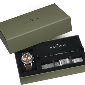 Montre Hamilton American Classic Intra-Matic Chronographe H Cadran Brun Bracelet Cuir 40mm