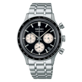 Montre Seiko Sport SSB419P1 Quartz Chronographe Cadran Noir Bracelet Acier