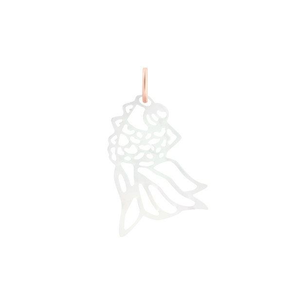 Pendentif Ginette NY White Mop Goldfish Charm Or Rose Nacre Blanche