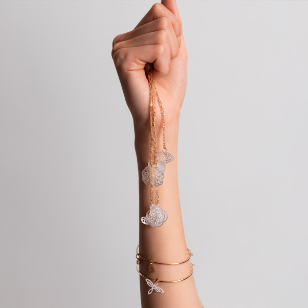 Pendentif Ginette NY White Mop Ajna Charm Or Rose Nacre Blanche