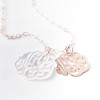 Pendentif Ginette NY White Mop Monogram Charm Or Rose Nacre Blanche