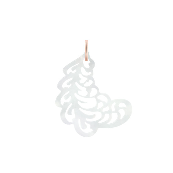 Pendentif Ginette NY White Mop Feather Charm Or Rose Nacre Blanche
