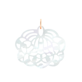Pendentif Ginette NY White Mop Lotus Charm Or Rose Nacre Blanche