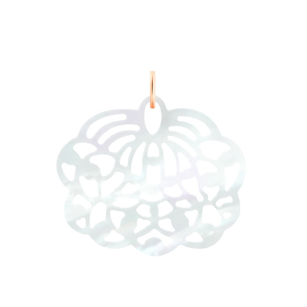 Pendentif Ginette NY White Mop Lotus Charm Or Rose Nacre Blanche