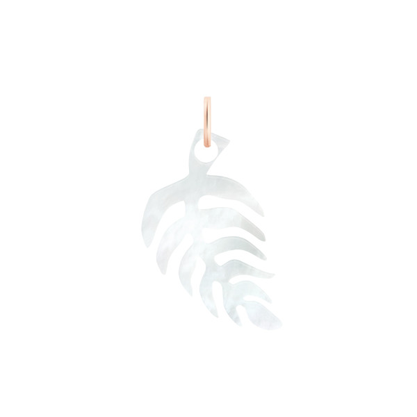 Pendentif Ginette NY White Mop Palm Charm Or Rose Nacre Blanche