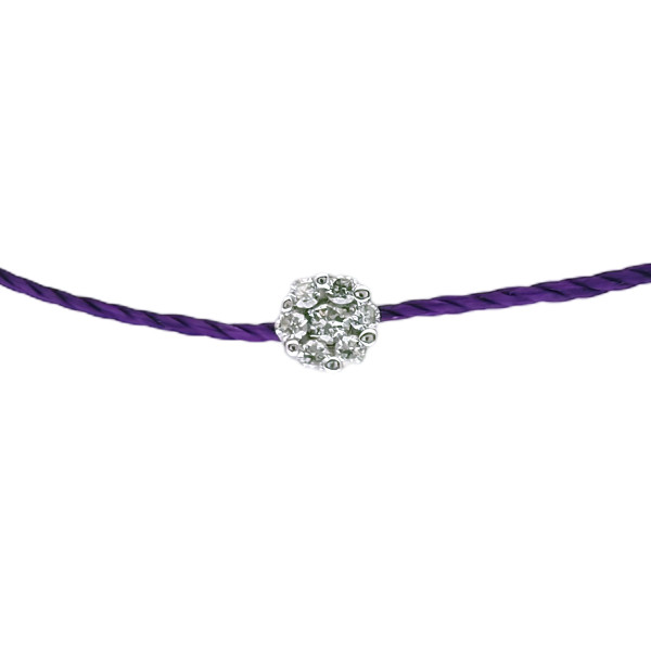 Bracelet Occasion Dinh Van Sur Cordon Impression Petit Modèle Or Blanc