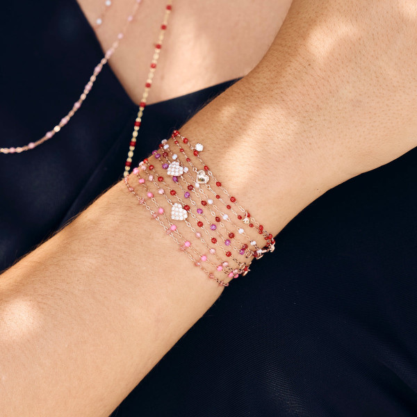 Bracelet gigi CLOZEAU Lucky Coeur Or Rose 17cm
