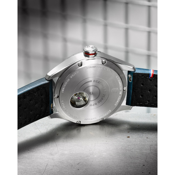 Montre Depancel Autosport Date Cadran Bleu Bracelet Racing Bleu Orange