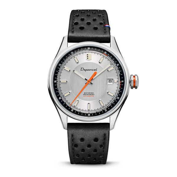 Montre Depancel Autosport Date Cadran Silver Bracelet Racing Noir