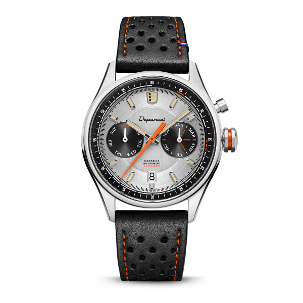 Montre Depancel Autosport Cadran Silver Bracelet Racing Noir Orange