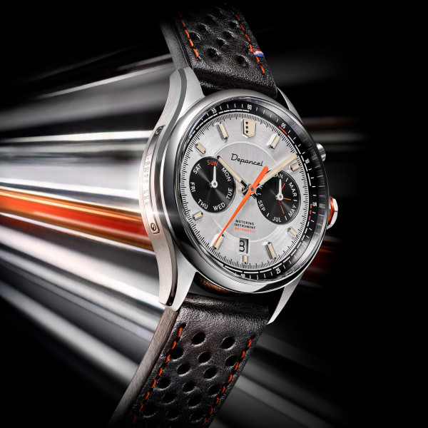 Montre Depancel Autosport Cadran Silver Bracelet Racing Noir Orange