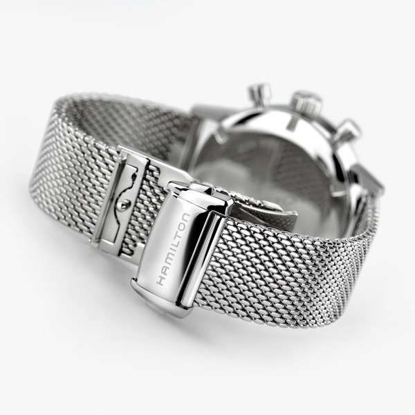 Montre Hamilton American Classic Intra-Matic Chronographe H Cadran Bleu Bracelet Cuir 40mm