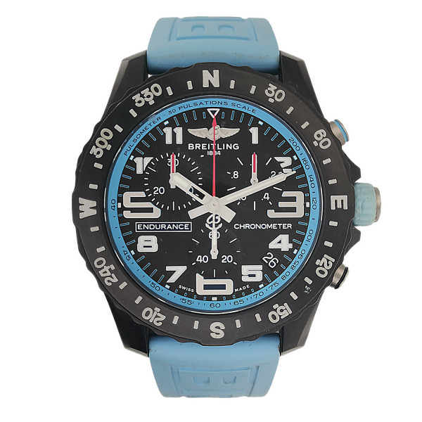 Montre Occasion Breitling Endurance Pro Noire Bracelet Caoutchouc Bleu