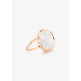Bague Ginette NY Pixie White Moonstone Baby Disc Ring Or Rose Pierre de Lune