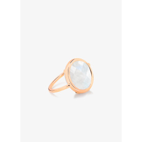 Bague Ginette NY Pixie White Moonstone Baby Disc Ring Or Rose Pierre de Lune