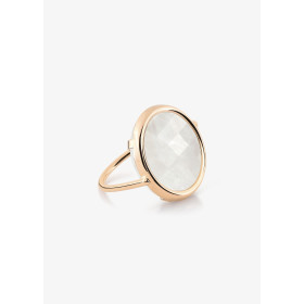 Bague Ginette NY Pixie White Moonstone Disc Ring Or Rose Pierre de Lune