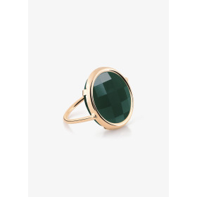 Bague Ginette NY Pixie Green Agate Disc Ring Or Rose