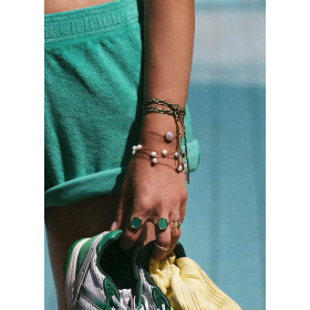 Bracelet Ginette NY Pixie Ever White Moonstone Disc Bracelet Or Rose Pierre de Lune