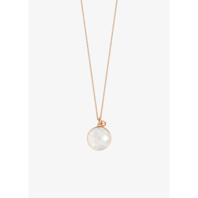 Collier Ginette NY Pixie Ever Disc On Chain Or Rose Pierre de Lune Blanche