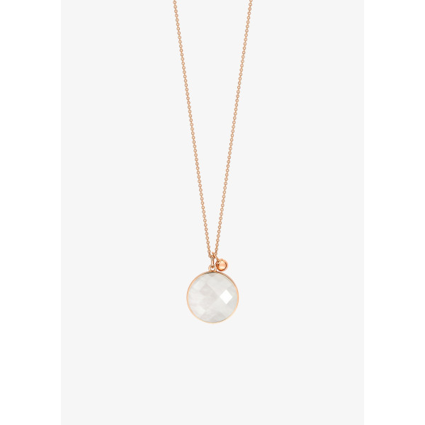 Collier Ginette NY Pixie Ever Disc On Chain Or Rose Pierre de Lune Blanche