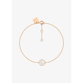 Bracelet Ginette NY Mini Pixie Ever White Moonstone Disc Bracelet Or Rose Pierre de Lune
