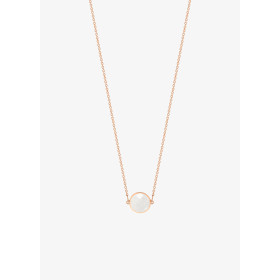 Collier Ginette NY Mini Pixie Ever White Moonstone Disc Necklace Or Rose Pierre de Lune
