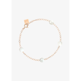 Bracelet Ginette NY White Mop Bead Chain Bracelet Or Rose Nacre