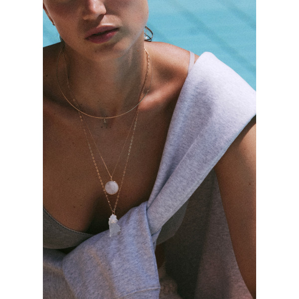 Pendentif Ginette NY White Moonstone Goldfish Charm Or Rose Pierre de Lune