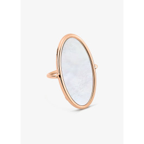 Bague Ginette NY Ellipse White Mop Ring Or Rose Nacre