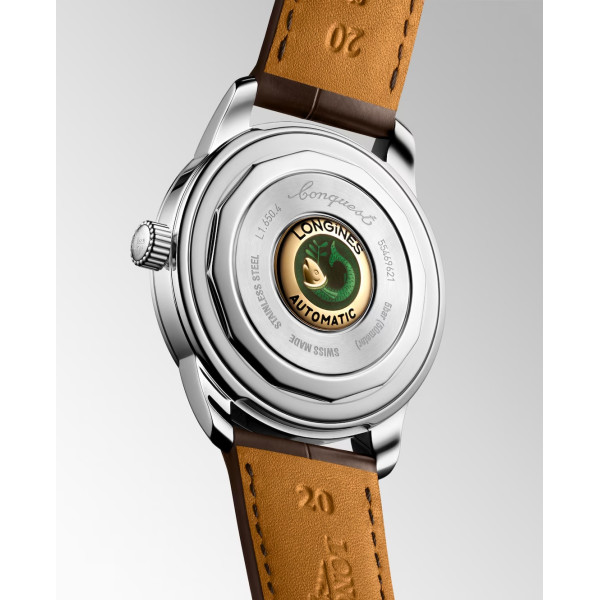 Montre Longines Conquest heritage 40 mm Automatique Cadran Argenté Bracelet Cuir d'alligator