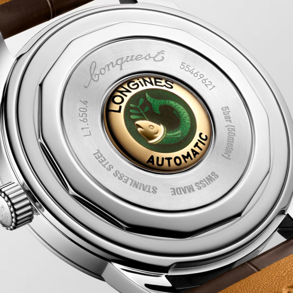 Montre Longines Conquest heritage 40 mm Automatique Cadran Argenté Bracelet Cuir d'alligator