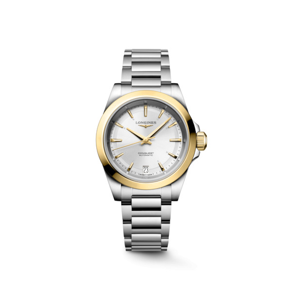 Montre Longines Conquest 34 mm Automatique Cadran Argenté "soleil" Bracelet Acier