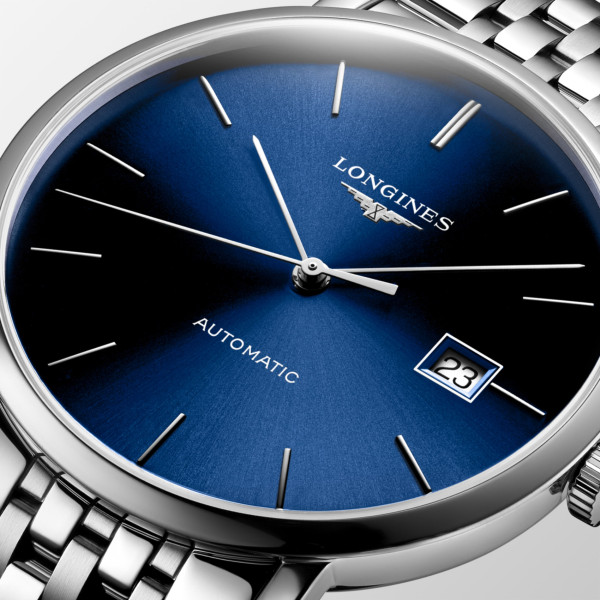 Montre Longines Longines elegant collection 39 mm Automatique Cadran Bleu soleillé Bracelet Acier