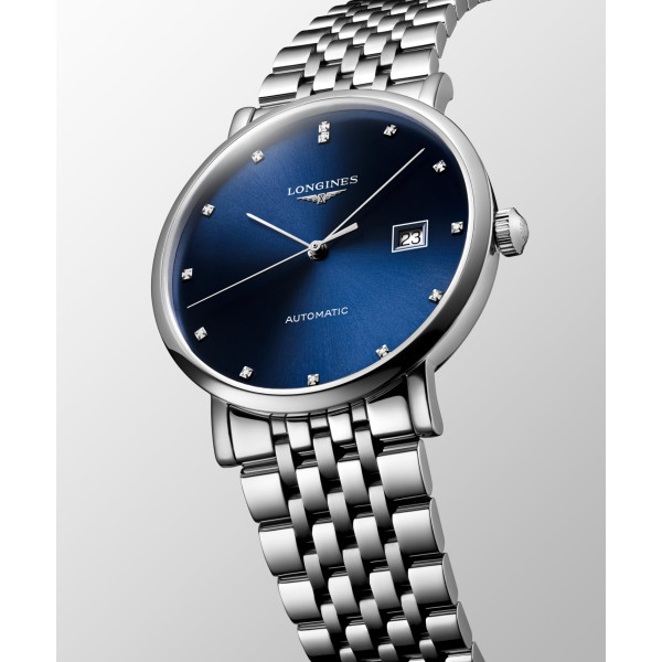 Montre Longines Longines elegant collection 39 mm Automatique Cadran Bleu soleillé Bracelet Acier