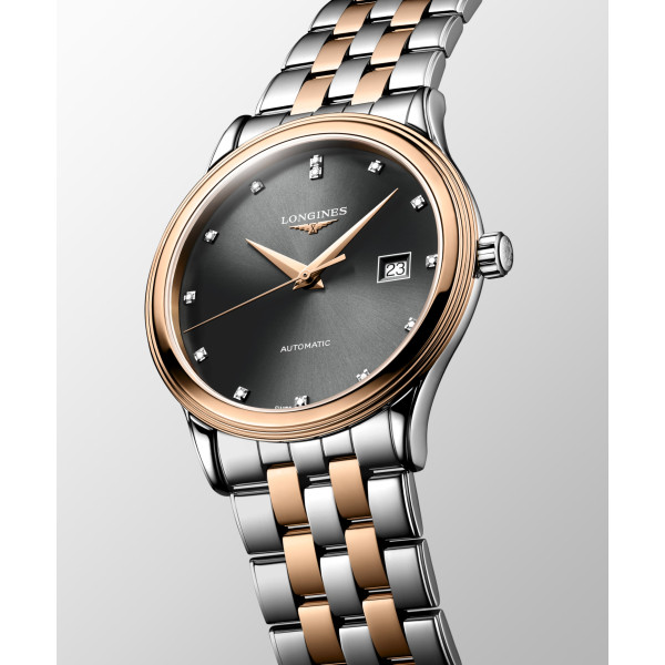 Montre Longines Flagship classic 40 mm Automatique Cadran Sunray anthracite Bracelet Acier