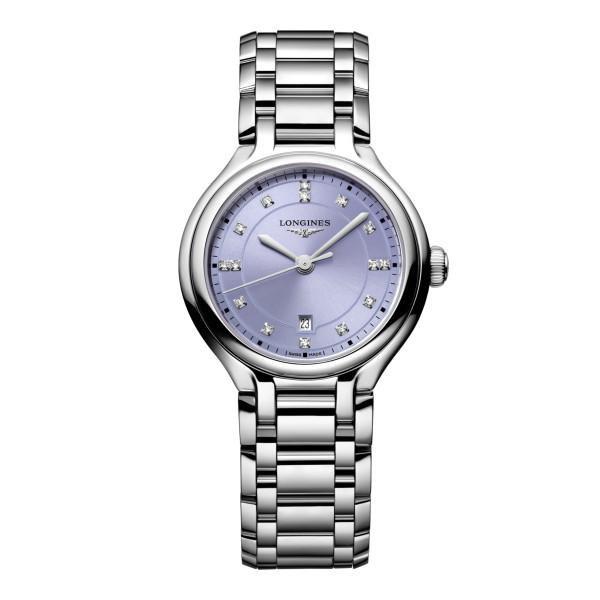 Montre Longines Longines primaluna 30 mm Quartz Cadran Mauve lavande soleillé Bracelet Acier