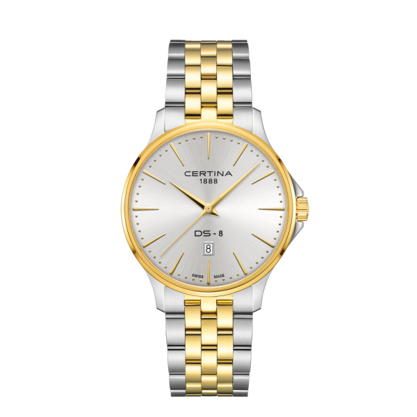 Montre Certina DS-8 Gent 40mm Cadran Argent Bracelet PVD,Acier inoxydable