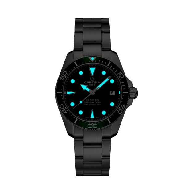 Montre Certina DS Action Diver 38mm Powermatic 80 Cadran Vert Bracelet Acier inoxydable